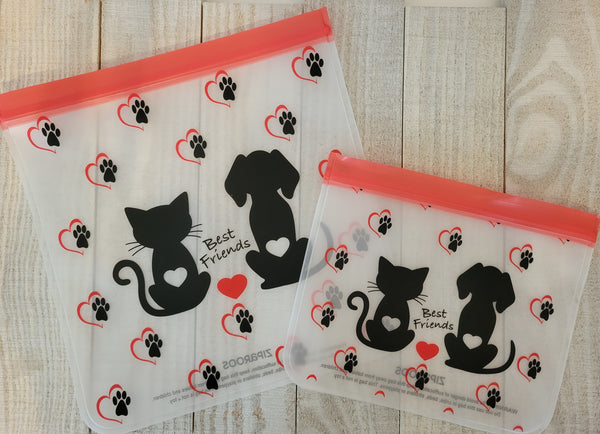 Reusable 2-piece Gallon and XL Sandwich Bag Set - Best Friends Collection