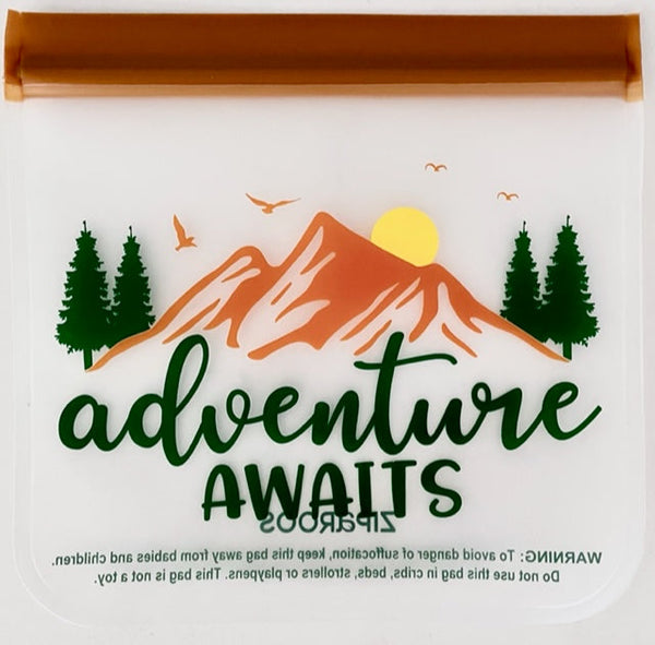 Reusable 6-Piece Eco-Friendly Set: (2)Gallon and (4)Sandwich Bag  - "Adventure Awaits and Sunshine"