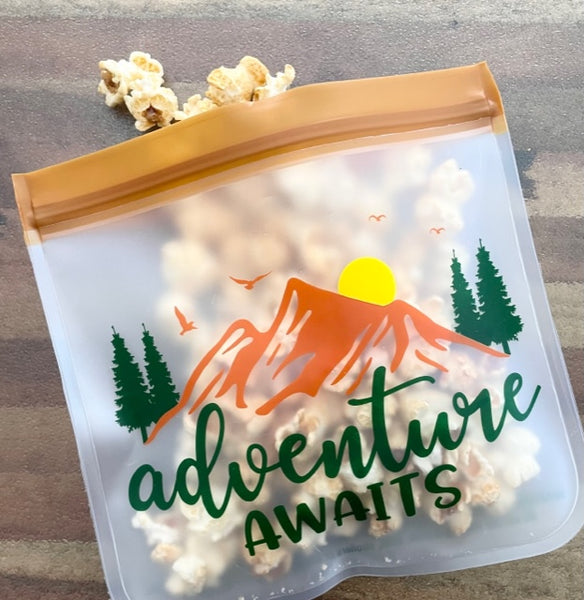 Reusable 6-Piece Eco-Friendly Set: (2)Gallon and (4)Sandwich Bag  - "Adventure Awaits and Sunshine"