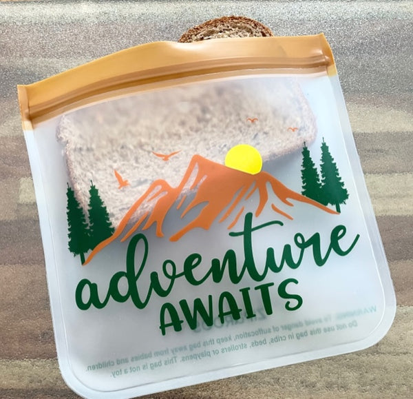 "Adventure Awaits" Sandwich (4-Pc) -Reusable, Eco-Friendly Bag Set