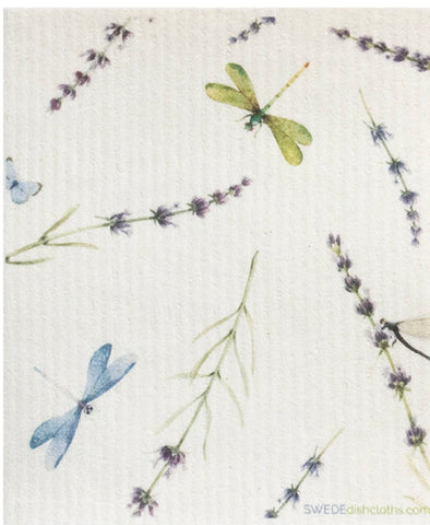 Swedish Dishcloths 2-piece set: Two cloths with Dragonflies designs