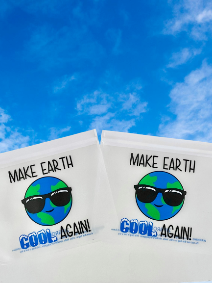 Ziparoos Reusable Storage - XL Sandwich (Qt) - 2-Pc - "Make Earth Cool Again", Eco-Friendly Bag Set