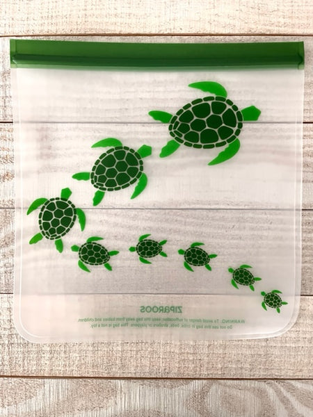 Sea Turtles on the Move, Gallon (2-Pc) -Reusable, Eco-Friendly Bag Set