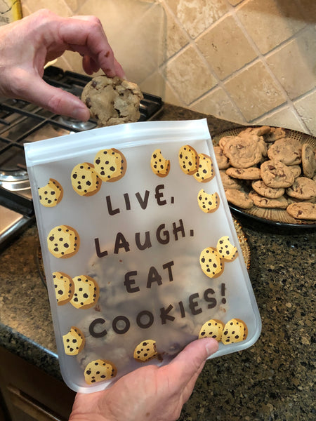 Reusable 3-piece XL Sandwich (Qt)Bag Set - Save the Bees, Eat Cookies, Reduce/Reuse/Recycle