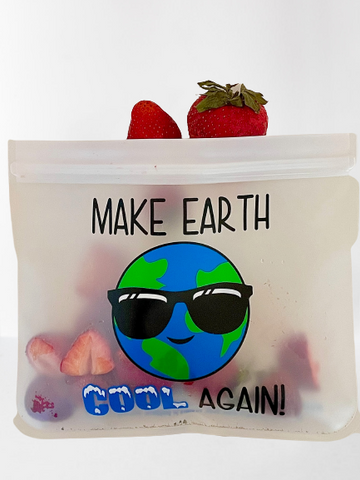 "Make Earth Cool Again", (Qt.) XL Sandwich (2-Pc) -Reusable, Eco-Friendly Bag Set.