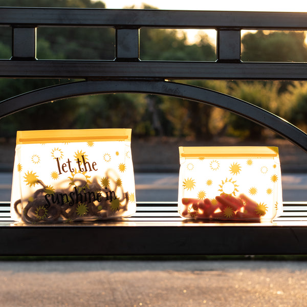 Zparoos Reusable Snack Bag Set (2 Lg. / 1 Md.) "Sunshine" STAND UP (3-Pc)