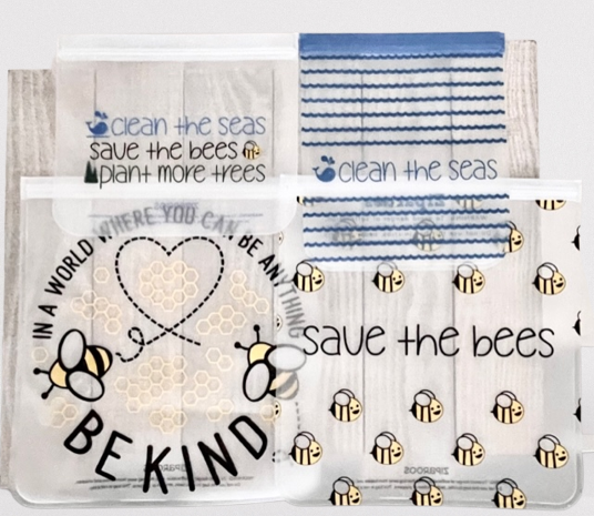 Reusable 4-Piece Set: Gallon (2), and Quart Bag (2)