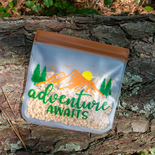 NEW SET!! Reusable 6-Piece Eco-Friendly Gallon (2) and Sandwich (4) Bag Set - "Adventure Awaits and Sunshine"