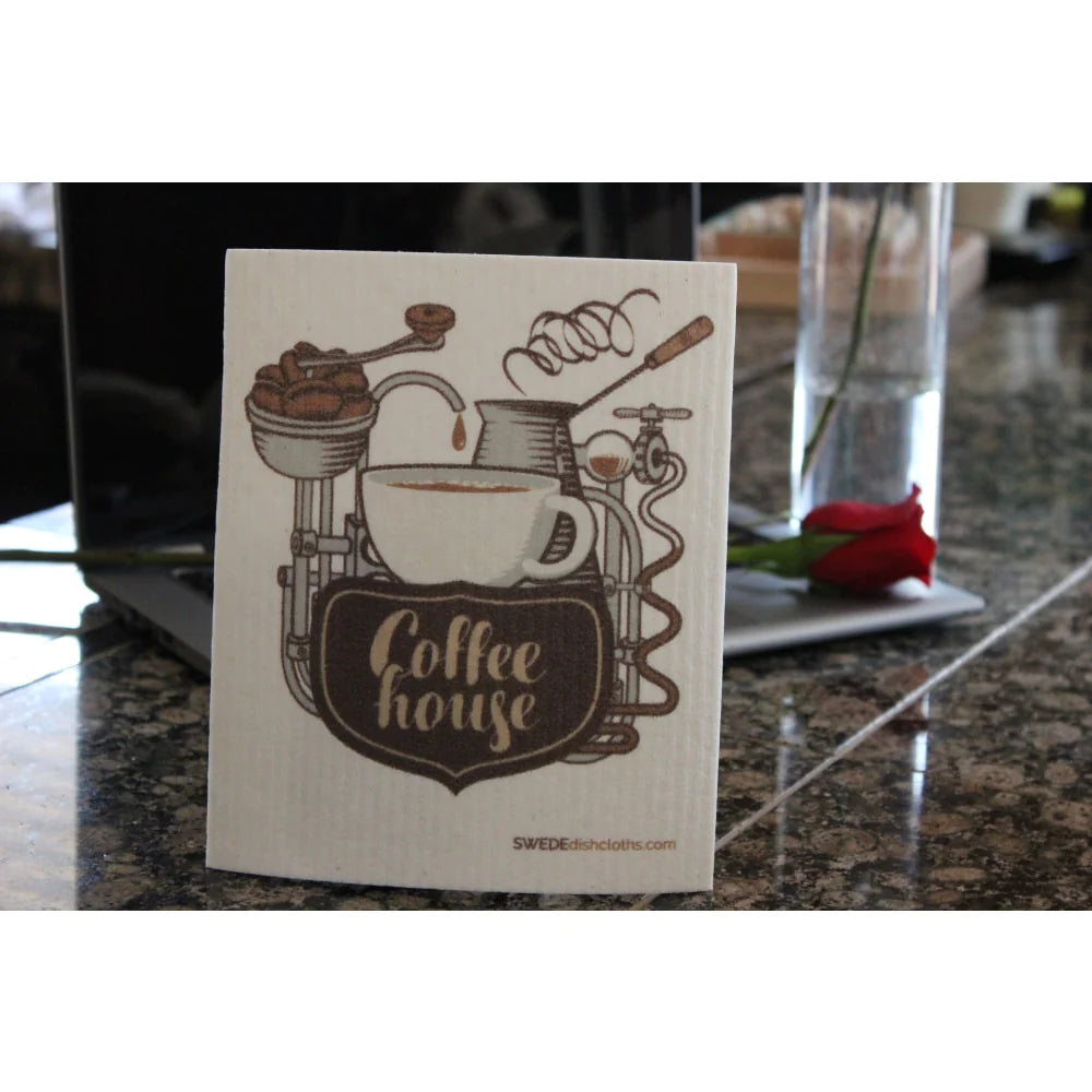 NEW! Swedish Dishcloths 3-piece set: two Coffee House cloths & one reusable XL sandwich bag