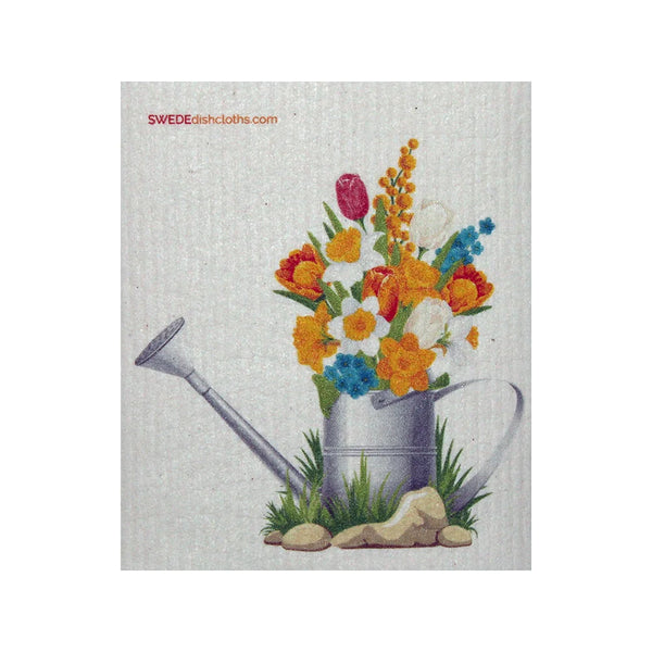 Swedish Dishcloths 2-piece set: Lily & Hummingbird and Flowers in a Pail