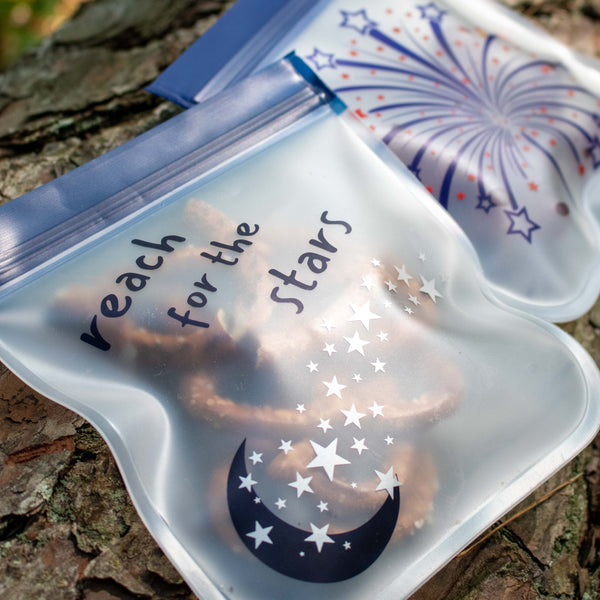 NEW SET!! Reusable 4-Piece Eco-Friendly Sandwich (2) and Snack (2) bag set - "Mountains to Stars"