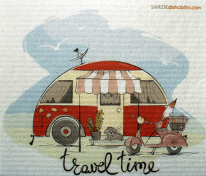 NEW! Swedish Dishcloths 3-piece set: Travel Time and Let's Go Camping with one reusable XL sandwich bag