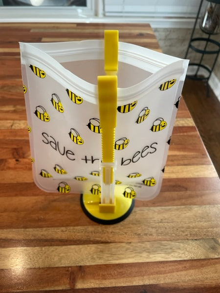 2-in-1: Food storage bag stand and drying rack