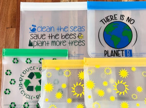 5-Piece Reusable Sandwich and Snack Bag Set - 1 XL sandwich bag, 2 sandwich bags and 2 stand up snack bags - Earth Friends