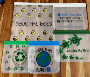 Ziparoos Reusable Gallon Freezer Bag set of 2 - Save the Bees