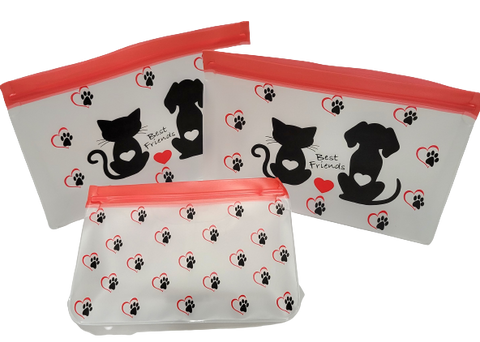Reusable 3-Piece STAND UP Bag Set - 2 Large and 1 Medium - Best Friends Collection