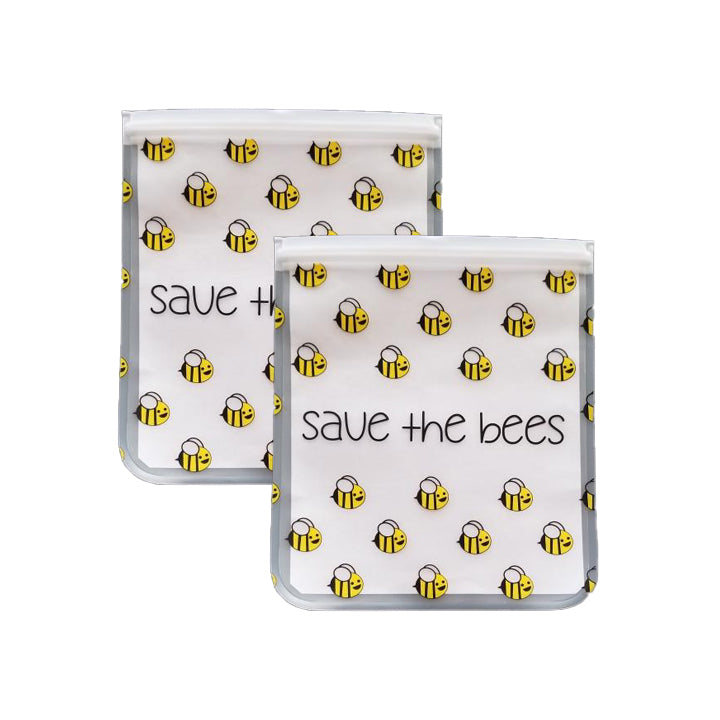 Reusable - XL Sandwich (Qt) - 2-Pc - Save the Bees, Eco-Friendly Bag Set