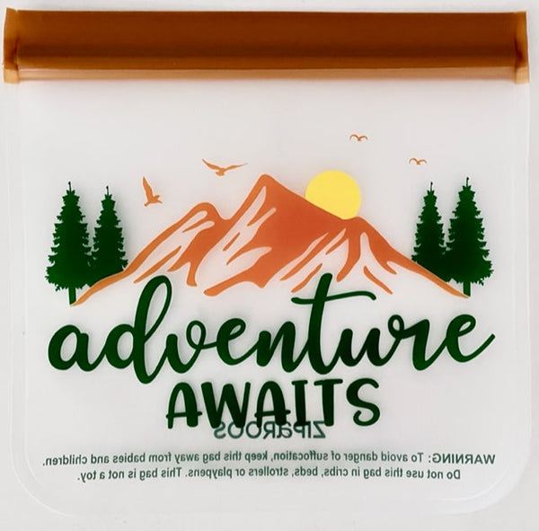 NEW SET!! Reusable 6-Piece Eco-Friendly Gallon (2) and Sandwich (4) Bag Set - "Adventure Awaits and Sunshine"