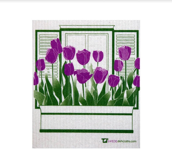 Swedish Dishcloths 3-piece set: Spring Butterflies and Tulips with one reusable XL sandwich bag