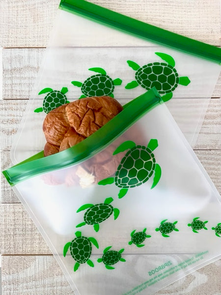 Sea Turtles on the Move, Gallon (2-Pc) -Reusable, Eco-Friendly Bag Set