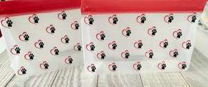 "Paw Prints" STAND UP (2-Pc) Reusable Snack Bag Set