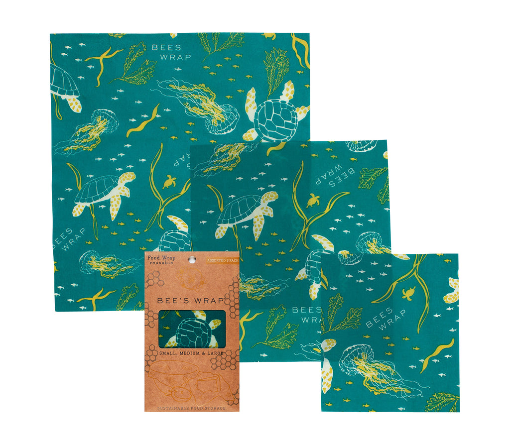 3-Pack Reusable Bee's Wrap - Ocean Design