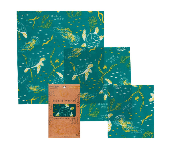 3-pack reusable Bee's Wrap - Ocean Design