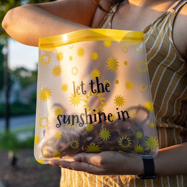 NEW SET! Reusable 4-Piece Set: Gallon (2) and Quart (2) Bag Set - "Sunshine" and "Sea Turtles on the Move"