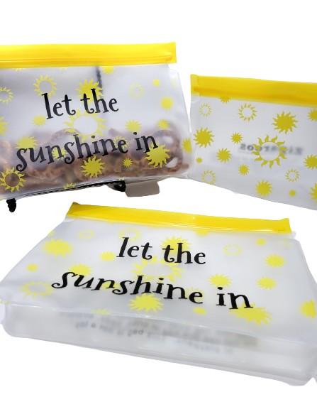 BEST SELLER "Sunshine" STAND UP (3-Pc) Reusable Snack Bag Set (2 Lg. / 1 Md.)