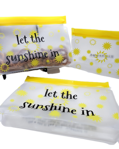 BEST SELLER "Sunshine" STAND UP (3-Pc) Reusable Snack Bag Set (2 Lg. / 1 Md.)