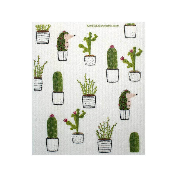 Swedish Dishcloths 2-piece set: Fun Cactus & Hedgehog designs