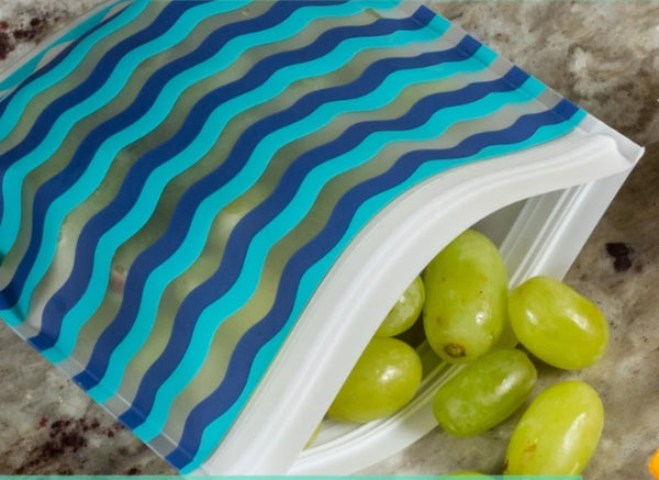 Reusable - Avg Sandwich - 4-Pc - Waves, Eco-Friendly Bag Set