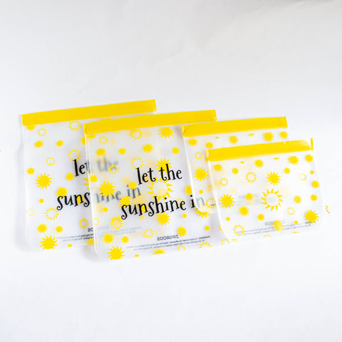 Reusable - Bag Set - 4-Pc- Sunshine - Gallon (2) and Qt. XL Sandwich (2)