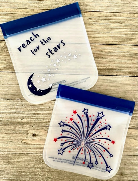 NEW SET!! Reusable 4-Piece Eco-Friendly Sandwich (2) and Snack (2) bag set - "Mountains to Stars"
