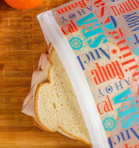 Ziparoos Reusable 2-Piece Extra Large Sandwich Quart Freezer Bags Nautical Design are versitle and can be used as a lunch bag for sandwiches
