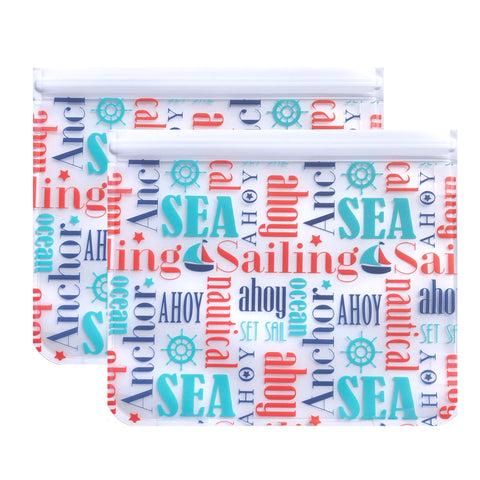 Ziparoos Reusable 2-Piece Extra Large Sandwich Quart Freezer Bags Nautical Design