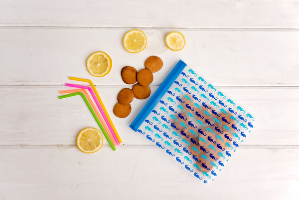 Reusable 4-Piece Quart Bag Set - Seahorses
